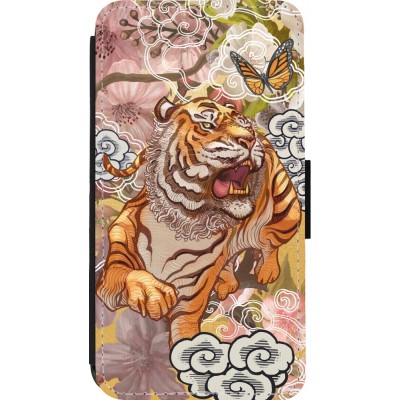 Coque iPhone 13 mini - Wallet noir Spring 23 japanese tiger