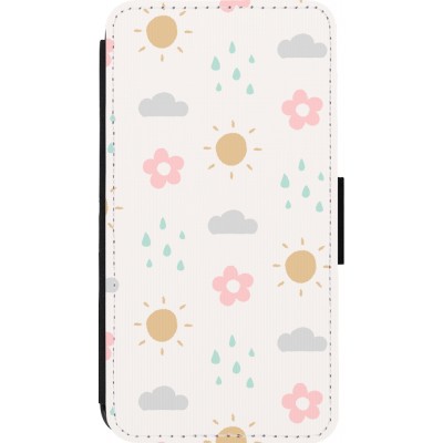 Coque iPhone 13 mini - Wallet noir Spring 23 weather