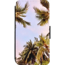 Coque iPhone 13 mini - Wallet noir Summer 2023 palm tree vibe