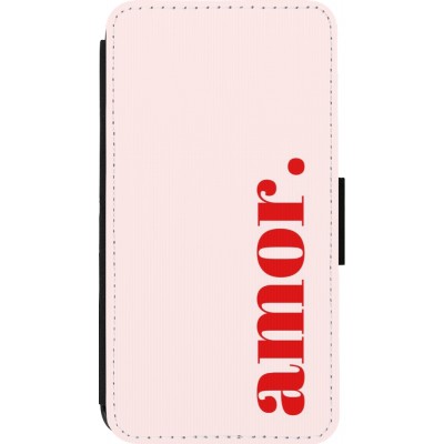 Coque iPhone 13 mini - Wallet noir Valentine 2024 amor