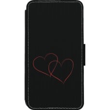 Coque iPhone 13 mini - Wallet noir Valentine 2023 attached heart