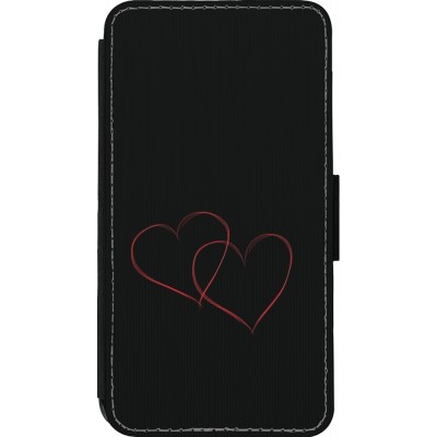 Coque iPhone 13 mini - Wallet noir Valentine 2023 attached heart