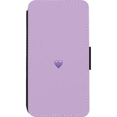 Coque iPhone 13 mini - Wallet noir Valentine 2023 purpule single heart