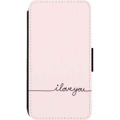 Coque iPhone 13 mini - Wallet noir Valentine 2023 i love you writing