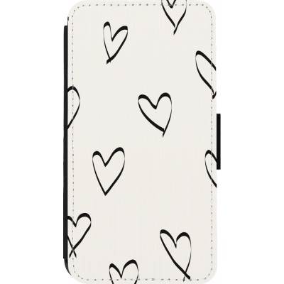 Coque iPhone 13 mini - Wallet noir Valentine 2023 minimalist hearts