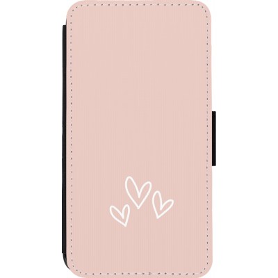 Coque iPhone 13 mini - Wallet noir Valentine 2023 three minimalist hearts