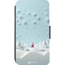 Coque iPhone 13 mini - Wallet noir Noël 2023 Petit Père Flocon