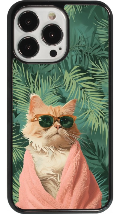 iPhone 13 Pro Case Hülle - Cat Summer Palms