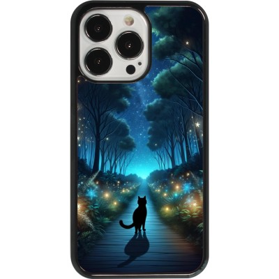 Coque iPhone 13 Pro - Chat noir promenade