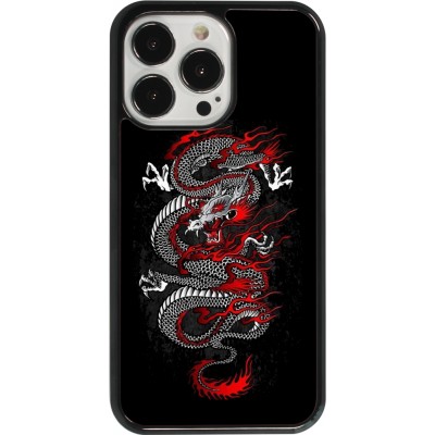 Coque iPhone 13 Pro - Japanese style Dragon Tattoo Red Black