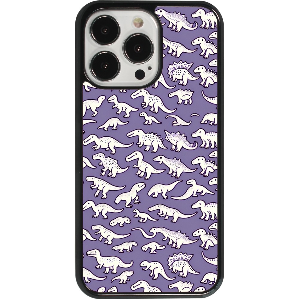 Coque iPhone 13 Pro - Mini dino pattern violet