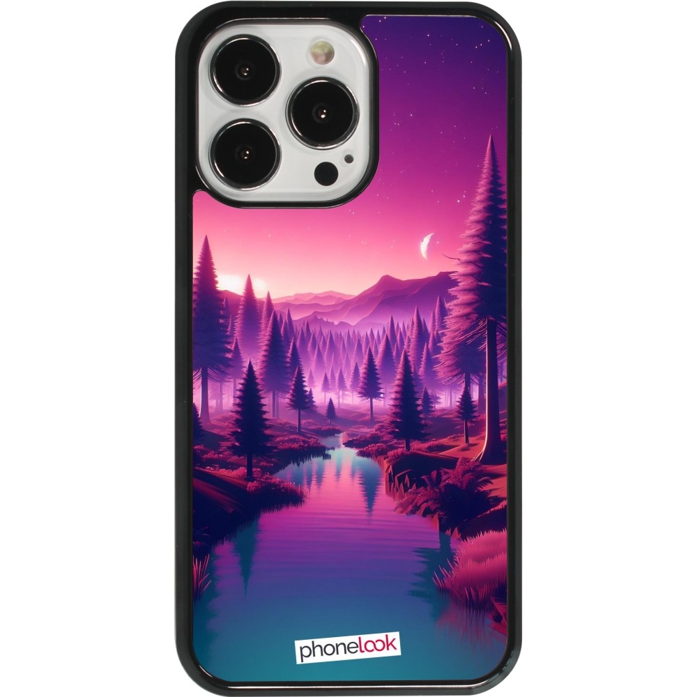 Coque iPhone 13 Pro - Paysage Violet-Rose