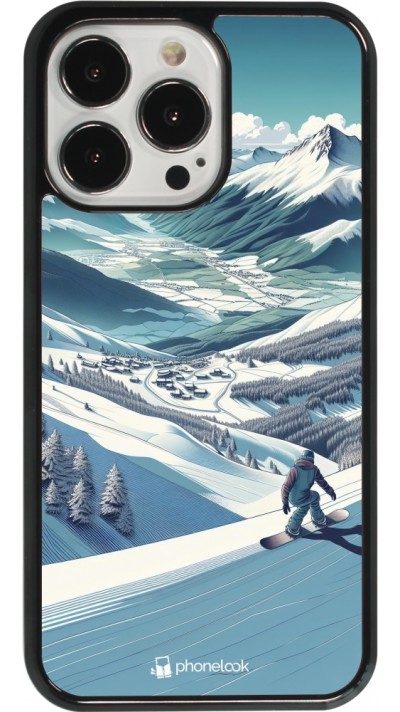 Coque iPhone 13 Pro - Snowboarder Montagne