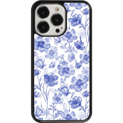 Coque iPhone 13 Pro - Spring 23 watercolor blue flowers