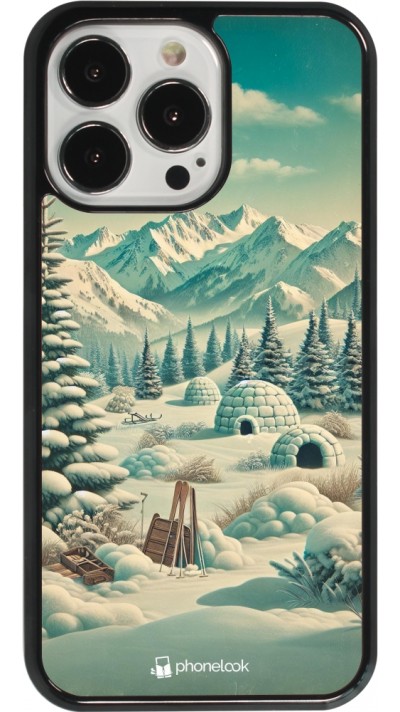 iPhone 13 Pro Case Hülle - Vintage Schneebedeckter Berg Iglu