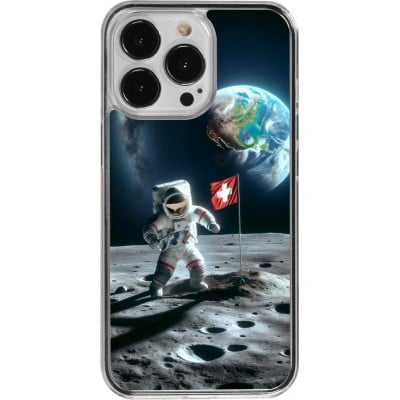 Coque iPhone 13 Pro - Plastique transparent Astro Suisse sur lune