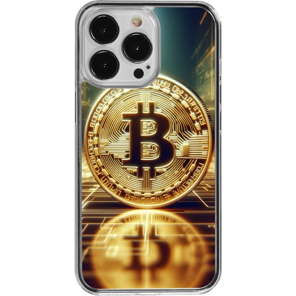 Coque iPhone 13 Pro - Plastique transparent Bitcoin Standing