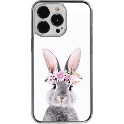 Coque iPhone 13 Pro - Plastique transparent Easter 2023 flower bunny