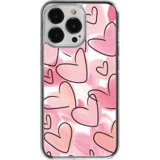 Coque iPhone 13 Pro - Plastique transparent Easter 2023 pink hearts