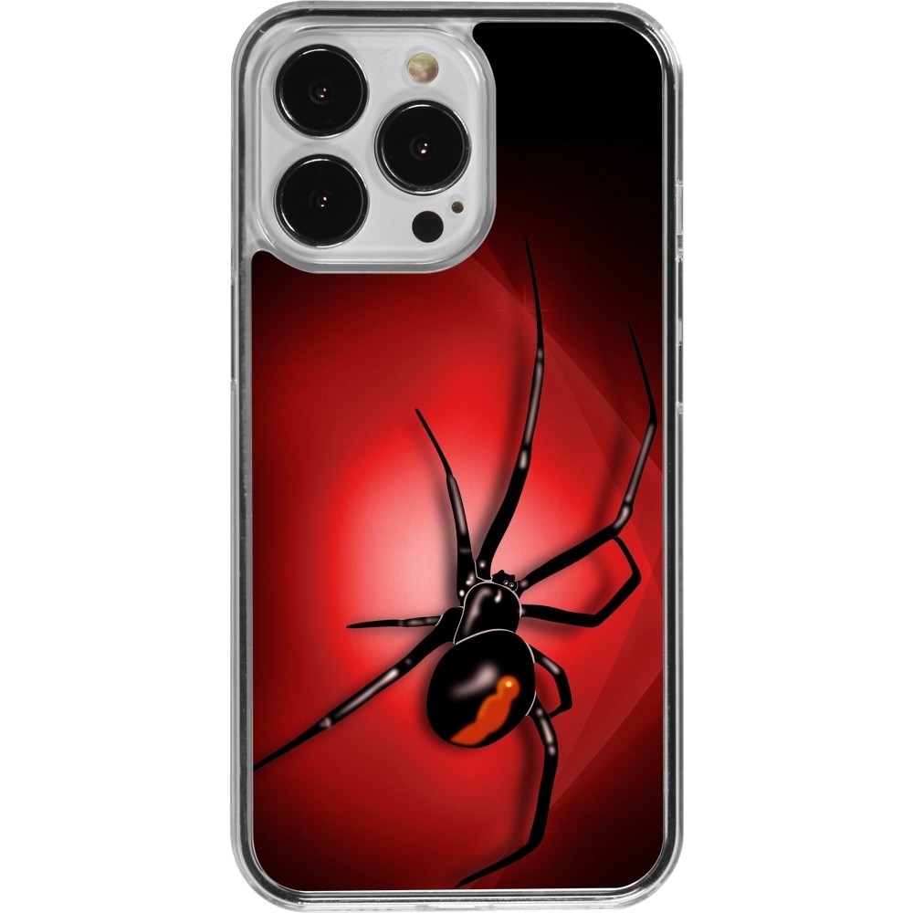 Coque iPhone 13 Pro - Plastique transparent Halloween 2023 spider black widow