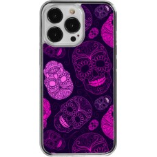 Coque iPhone 13 Pro - Plastique transparent Halloween 2023 pink skulls