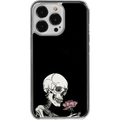 Coque iPhone 13 Pro - Plastique transparent Halloween 2023 rose and skeleton