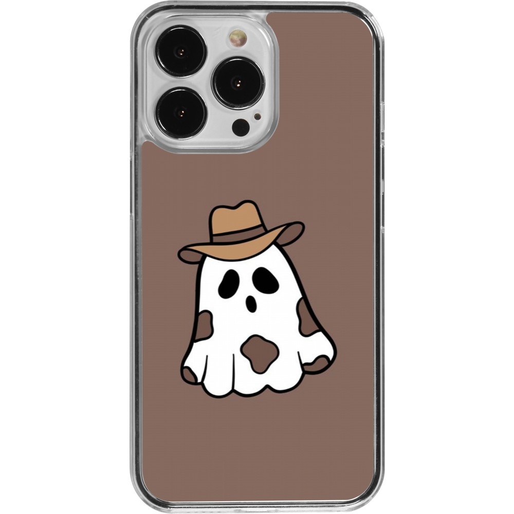 Coque iPhone 13 Pro - Plastique transparent Halloween 2024 cowboy ghost