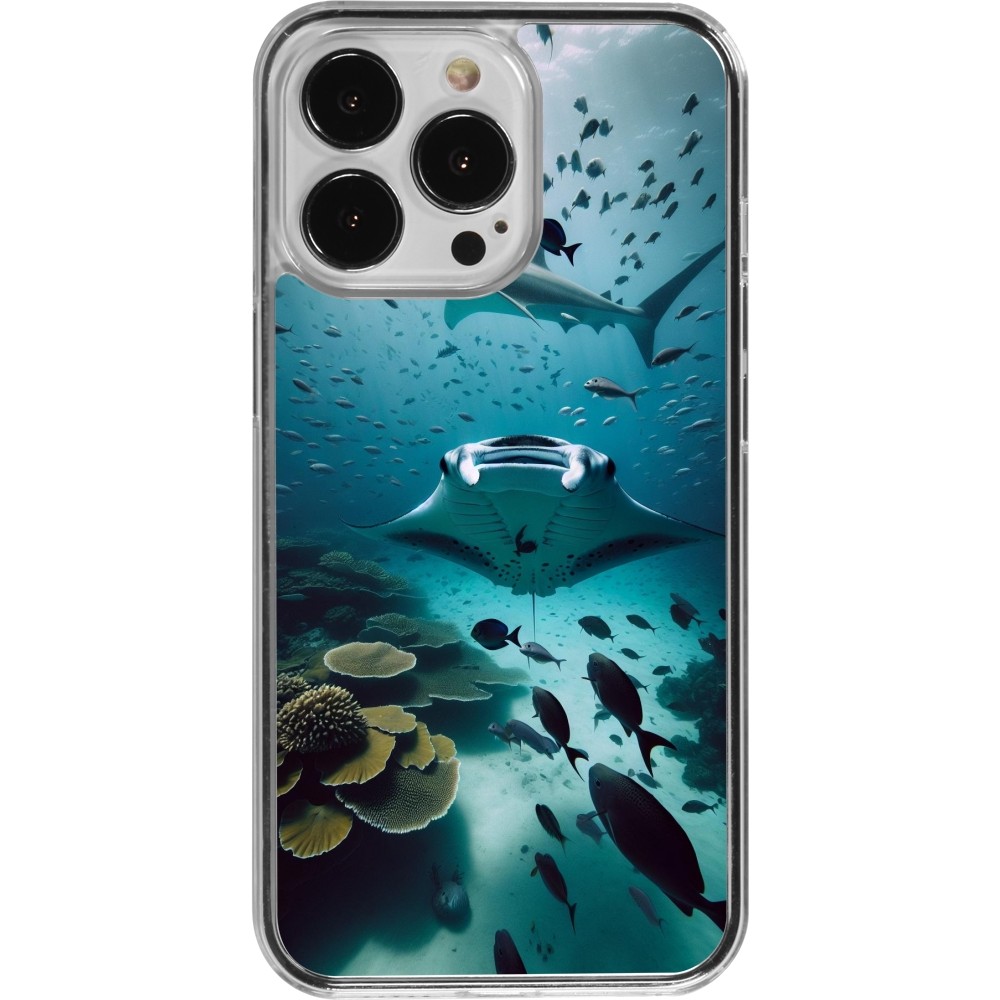 Coque iPhone 13 Pro - Plastique transparent Manta Lagon Nettoyage