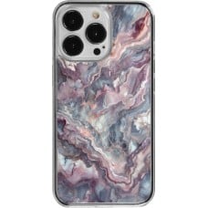 Coque iPhone 13 Pro - Plastique transparent Marbre violette argentée