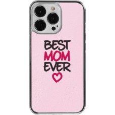 Coque iPhone 13 Pro - Plastique transparent Mom 2023 best Mom ever pink