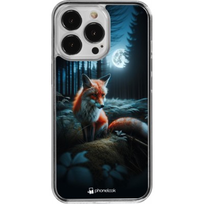 Coque iPhone 13 Pro - Plastique transparent Renard lune forêt