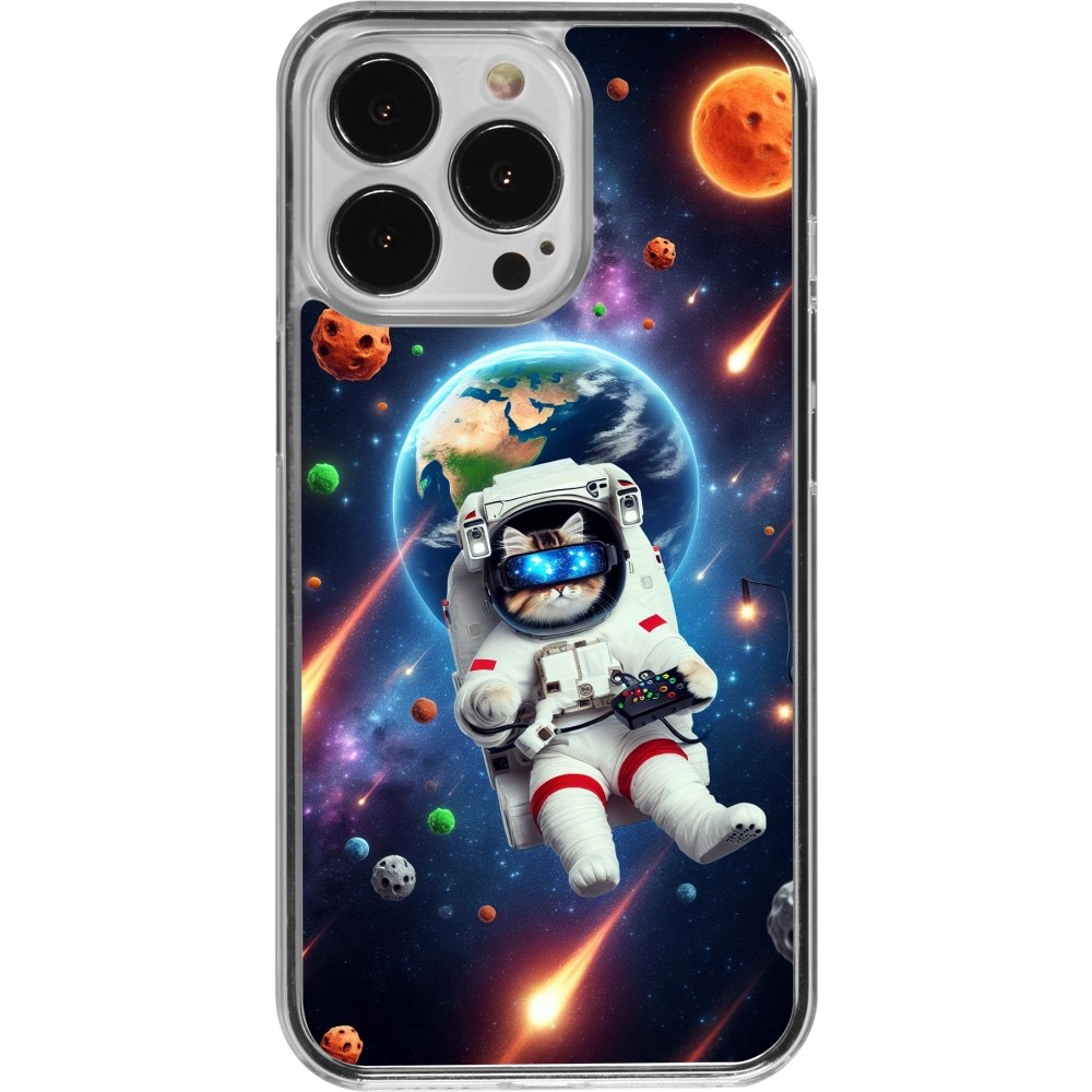 Coque iPhone 13 Pro - Plastique transparent VR SpaceCat Odyssey