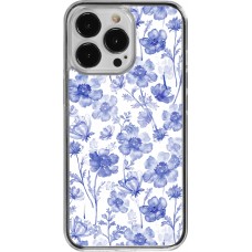 Coque iPhone 13 Pro - Plastique transparent Spring 23 watercolor blue flowers