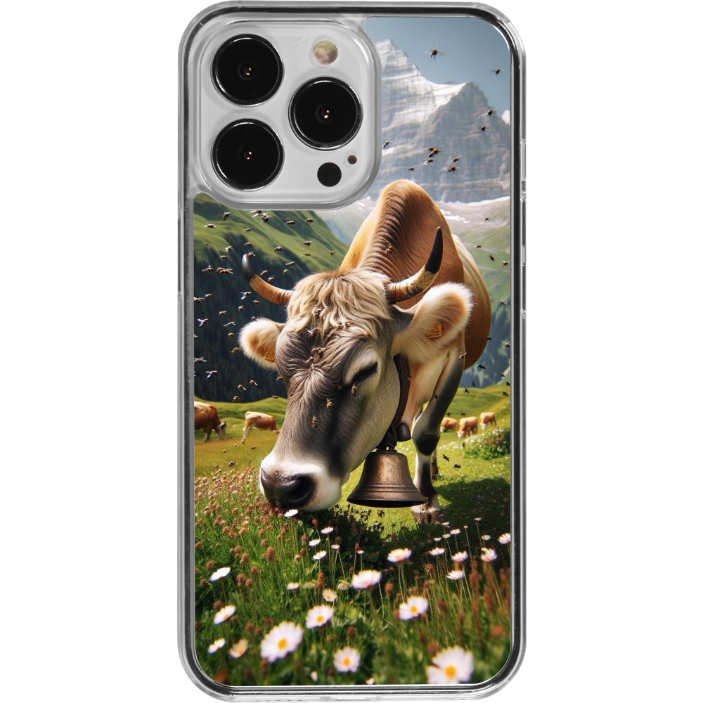 Coque iPhone 13 Pro - Plastique transparent Vache montagne Valais