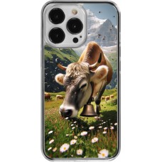 Coque iPhone 13 Pro - Plastique transparent Vache montagne Valais