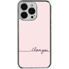 Coque iPhone 13 Pro - Plastique transparent Valentine 2023 i love you writing