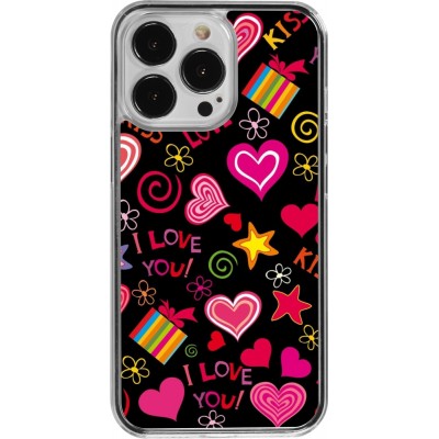 Coque iPhone 13 Pro - Plastique transparent Valentine 2023 love symbols