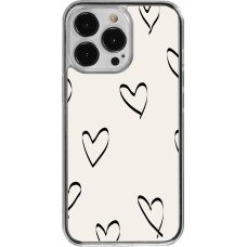 Coque iPhone 13 Pro - Plastique transparent Valentine 2023 minimalist hearts