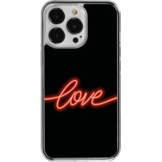 Coque iPhone 13 Pro - Plastique transparent Valentine 2023 neon love