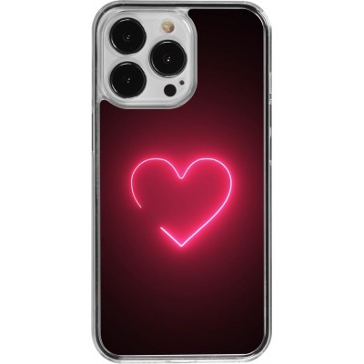 Coque iPhone 13 Pro - Plastique transparent Valentine 2023 single neon heart