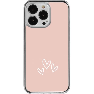 Coque iPhone 13 Pro - Plastique transparent Valentine 2023 three minimalist hearts