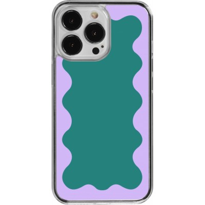 Coque iPhone 13 Pro - Plastique transparent Wavy Rectangle Green Purple