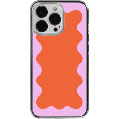 Coque iPhone 13 Pro - Plastique transparent Wavy Rectangle Orange Pink