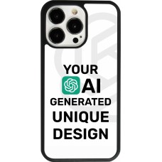 Coque iPhone 13 Pro - Silicone rigide noir 100% unique générée par intelligence artificielle (AI) avec vos idées