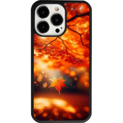 Coque iPhone 13 Pro - Silicone rigide noir Automne Magique Orange