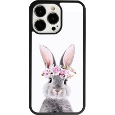 Coque iPhone 13 Pro - Silicone rigide noir Easter 2023 flower bunny