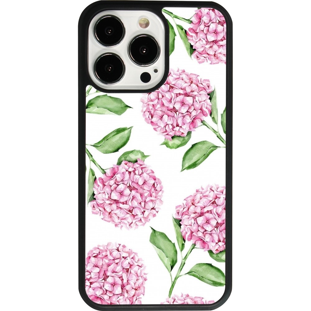 Coque iPhone 13 Pro - Silicone rigide noir Easter 2024 pink flowers