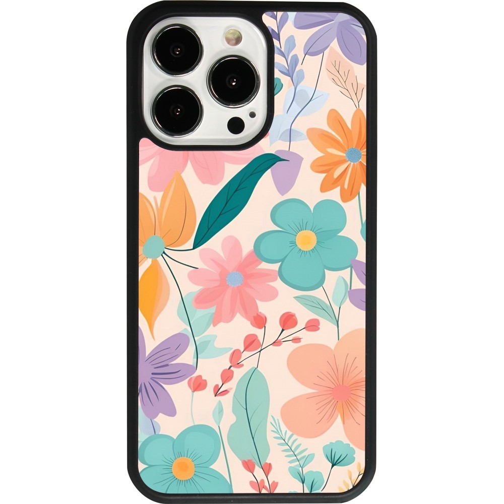 Coque iPhone 13 Pro - Silicone rigide noir Easter 2024 spring flowers