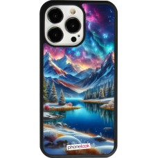 Coque iPhone 13 Pro - Silicone rigide noir Fantasy Mountain Lake Sky Stars