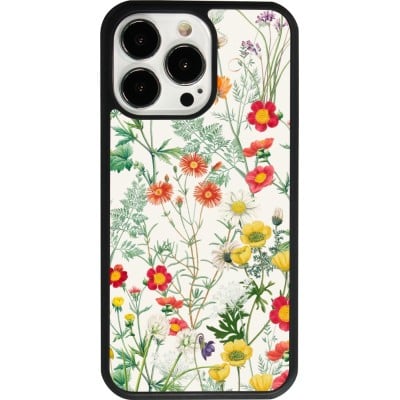 Coque iPhone 13 Pro - Silicone rigide noir Flora Botanical Wildlife